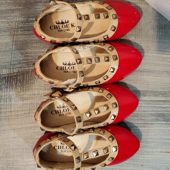Chloe K. Toddler Girl Rock Stud Red Dress Shoes - Picture 8 of 8